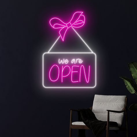 #NeonSignNames #NeonInspiration #NeonSigns #BrightIdeas Esthetician Life, Nail Suite, Small Business Office, Neon Open Sign, Logo Online Shop, Home Decor Business, Project School, Open Sign, Catchy Names