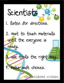 Early Childhood Scribbles: Science "Rules" Poster Science Rules Poster, Science Classroom Rules, Science Bulletin Boards Preschool, Preschool Anchor Charts, Science Safety, Steam Lab, Science Bulletin Boards, Science Posters, Science Anchor Charts