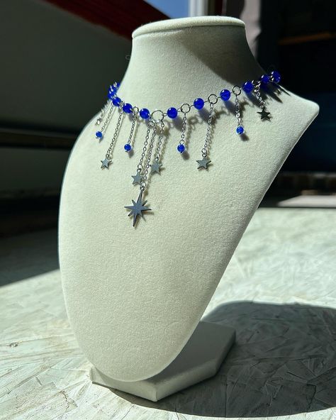 ‘Midnight Sky’ Necklace ⭐️ made with blue stone beads, and complete stainless steel materials 35cm + 6cm extension chain available on my etsy, link in bio #explorepage #jewelry #stars #necklace Sky Necklace, Stars Necklace, Midnight Sky, Stainless Steel Material, Blue Stone, Stone Beads, Link In Bio, Stainless Steel, Beads