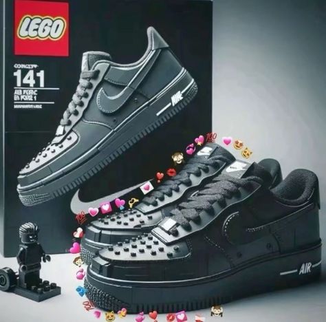 Lego Jordan, Lego Shoes, Airforce 1s, Nike Air Force 1 Black, Best Lego Sets, Buty Marki Nike, Nike Fashion Shoes, Lego Creative, Pretty Shoes Sneakers