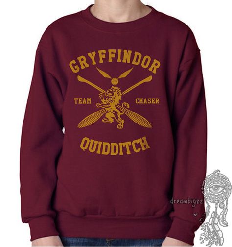 Gryffindor Quidditch Team, Hogwarts Sweatshirt, Gryffindor Quidditch, Fitted Sweater, White Ink, Direct To Garment Printer, Lany, Hogwarts, Unisex Sweatshirt