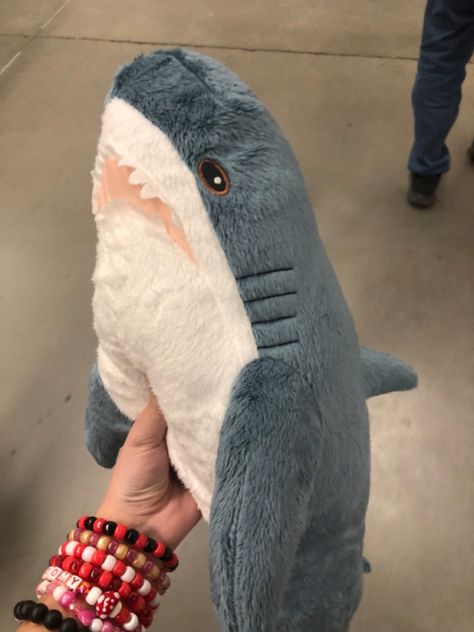 Shark Plushie Ikea, Blahaj Shark Aesthetic, Cute Shark Stuff, Shark Stuffy, Shark Things To Buy, Blajah Shark, Ikea Blahaj, Ikea Shark Plush, Shark Teddy