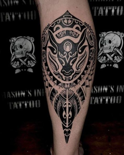 Tattoos Calf, Tattoo Taurus, Viking Rune Tattoo, Leg Band Tattoos, Taurus Bull Tattoos, Calf Tattoo Men, Bull Skull Tattoos, Trishul Tattoo Designs, Taurus Tattoo