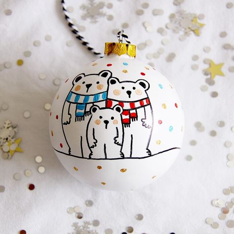 Krafty K Design | Storefront | notonthehighstreet.com Ceramic Baubles, K Design, Goldilocks And The Three Bears, The Three Bears, Three Bears, Clay Diy Projects, Cute Presents, Glass Ball Ornaments, Christmas Bauble