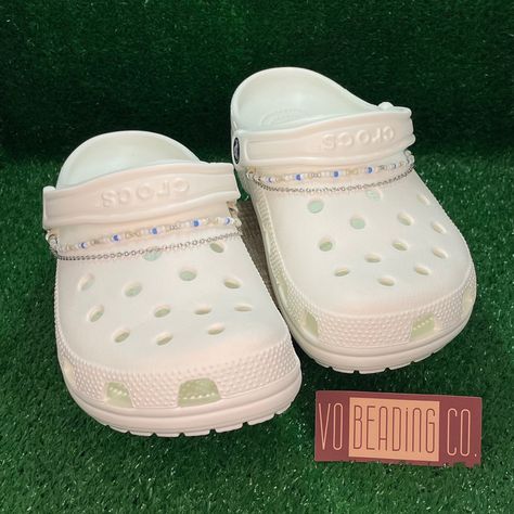 Croclette Duo sets are now available on Etsy! Our sets include 2 croclettes, one for each of your crocs! Decorate your shoes in the most trendy way! We hope you stop by our shop and find your new favorite croc accessories! #Crocs #trendy #springoutfits #beachoutfits #Aritzia #nailideas #customCrocs #Jibbitz #shoecharms #quoteoftheday #CrocCharms #CrocAccessories #jewelry #school #work #beads #beading #shoejewelry #charms #crocchain #shoechain #accessories #smallbusiness #fashion #shoes #coque Diy Croc Jibbitz, Croc Accessories, Jewelry School, Crocs Ideas, Croc Jibbitz, Everyday Shoes, Croc Charms, Broken Chain, Kinds Of Shoes