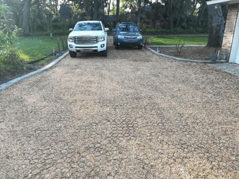 How to Extend a Driveway Without Breaking the Bank - TRUEGRID Pavers Gravel Driveway Landscaping, Gravel Pavers, Drive Ways, Driveway Materials, Grass Driveway, Home Driveway, Beautiful Driveways, Permeable Driveway, Gravel Drive