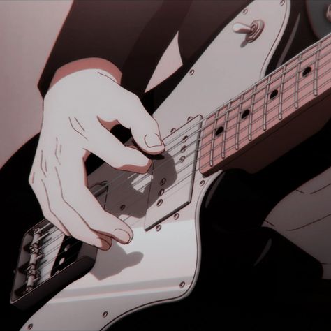 Anime Guitar Pfp, Guitar Anime Aesthetic, Anime Guitar Aesthetic, Electric Guitar Anime, Electric Guitar Pfp, Anime Playlist Cover, Music Pfp Aesthetic, Guitar Pfp, Guitar Anime