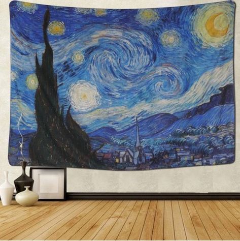 Cactus Scenic Tapestry for Bedroom Living Room Dormitory - BLUEBERRY BLUE - W51 X L59 INCH Starry Night Tapestry, Tapestry Living Room, Star Tapestry, Tree Tapestry, Mandala Tapestries Wall Hangings, Forest Tapestry, Bohemian Wall Art, Star Blanket, Bohemian Tapestry