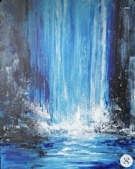 Water Artwork, Waterfall Painting, Abstract Canvas Art Acrylics, Colorful Landscape Paintings, Monochromatic Art, Waterfall Paintings, Diy Abstract Canvas Art, Waterfall Art, Landscape Paintings Acrylic