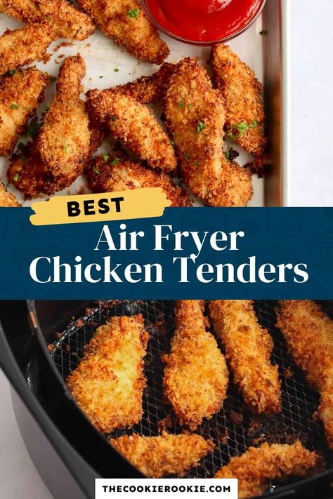 Breadcrumb Chicken Tenders, Chicken Tenders Recipes Air Fryer, Air Fryer Panko Chicken, Crispy Air Fryer Chicken Tenders, Panko Chicken Tenders, Air Fryer Recipes Chicken Tenders, Air Fried Chicken Tenders, Air Fryer Recipes Chicken Breast, Crispy Air Fryer Chicken