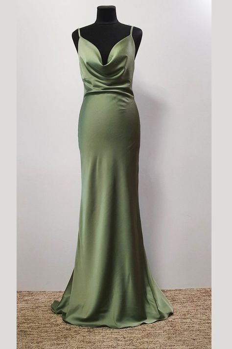 Prom Slip Dress, Slip Dress Prom, Slip Dress Cocktail, Sage Green Bridesmaid Dress, Sage Green Dress, Backless Long Dress, Formal Occasion Dress, Sage Dress, Simple Prom Dress