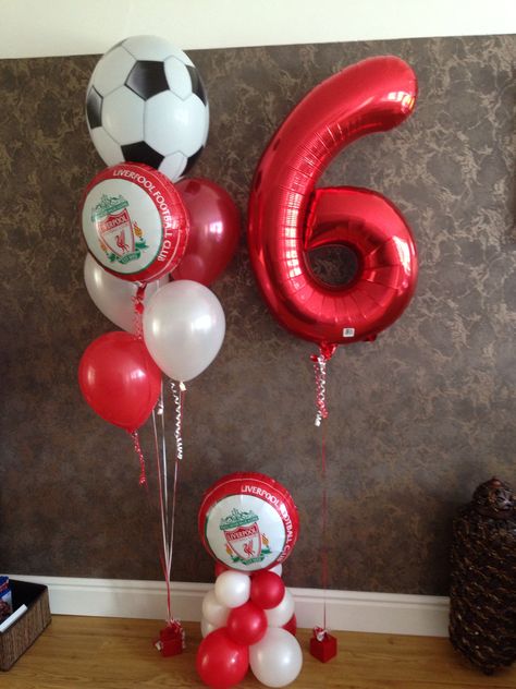 What little Liverpool supporter wouldn't love these. Liverpool Birthday Party Decorations, Liverpool Birthday Party Ideas, Liverpool Party Ideas, Ronaldo Cake, Liverpool Cake, 2025 Graduation, 11 Birthday, Bday Celebration, Birthday Theme Decoration