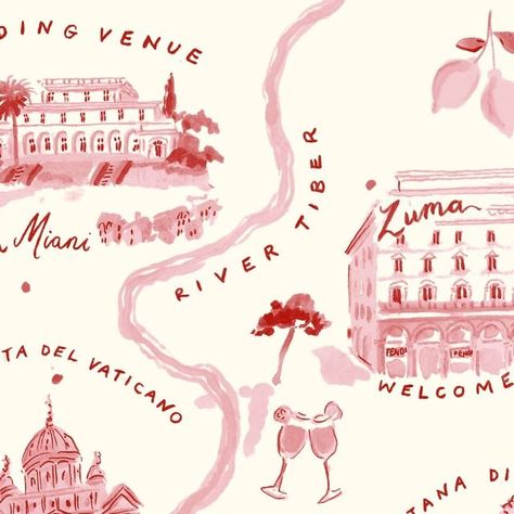 Illustrator | Chloé on Instagram: "A little hand painted map of Roma, as part of a wedding invite set from earlier this year. Happy to be going back to Italy myself this year, countdown is on!!! 🍝🍝🍝🍝🍝🍝🍝🍝🍝🍝🍝🍝🍝🍝🍝🍝🍝🍝🍝🍝🍝🍝 . . . . . . . . . #artofinstagram #connectedartists #paintingsdaily #acrylicpainting #watercolourpainting #commissionedart #personalisedart #personalisedartwork #personalisedgiftsuk #personalisedgifts #giftideas #handpaintedart #handpainteddesign #essexsmallbusiness #londonillustration #londonillustrator #illustrationcommission #calligrapher #calligraphy #signwriting #signwritinglondon #italymap #handpaintedmap #roma #romemap #handpaintedstationery #handpaintedmaps" Hand Painted Invitation, Hand Painted Wedding Invites, Champagne Cowgirl, Wedding Illustration Drawings, Wedding Map Illustration, Painted Map, Hand Painted Wedding Invitations, Hand Painted Invitations, Invitation Illustration