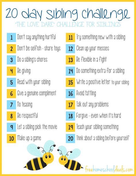 FREE PRINTABLE 20 DAY SIBLING CHALLENGE This is a post by Free Homeschool Deals contributor, Samantha at Lechaim on the Right Siblings arguing is a consta Sibling Challenge, Love Dare, Education Positive, Parenting Help, Smart Parenting, Free Homeschool, Chores For Kids, Kids Behavior, Parenting Skills