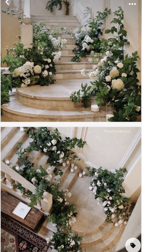 Stairs Floral Decor, Staircase Floral Installation, Wedding Stairs Flowers, Wedding Flowers Staircase, Stair Flowers Wedding Staircases, Stair Flowers Wedding, Wedding Stairs Decoration, Staircase Flowers Wedding, Stairs Flowers