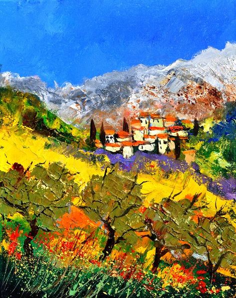 Summer Painting, Impressionism Art, Provence France, Original Landscape Painting, Original Landscape, Art On Canvas, Painting Oil, Original Fine Art, Landscape Painting