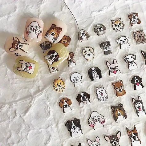 5d Embossed Nail Art Stickers Cute Cartoon Puppy Dog - Temu Cut Dog Nails, Dog Nail Art, Classic Nail Designs, Nail Decals Designs, Cartoon Puppy, Cute Small Dogs, Stickers Cartoon, Puppy Art, Dog Cuts