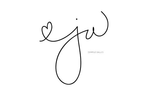 Simple initials logo | JW for Jessica Walker | Simple Sally » Simple Sally Initials Tattoo Placement Ideas, Jw Initial Tattoo, Signature Ideas J Letter, Jessica Signature Ideas, Nickname Tattoo Ideas, Script Initial Tattoo, Jw Tattoo, J Signature Ideas, Family Initial Tattoo Ideas