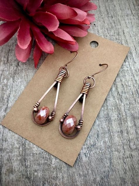 Wire Wrapped Earrings Tutorial, Beaded Earrings Ideas, Wire Jewelry Earrings, Wire Wrapped Stone Jewelry, Wire Wrap Jewelry Designs, Wire Wrapped Jewelry Diy, Wire Jewelry Tutorial, Wire Jewelry Designs, Earrings Ideas