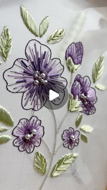 Embroidery Designer on Instagram: "Embroidery Techniques💜⁣
⁣
#tambourbeading #beading #luneville #beadwork #flowerembroidery #embroideryvideo #embroiderydesign #coutureembroidery #beadembroidery #punedore #qendisje #embroiderydesigner #tambourembroidery #embellishment #crystalbeads #goldworkembroidery #silkshasing #theadwork #threadpainting" Tambour Beading, Gold Work Embroidery, Tambour Embroidery, Couture Embroidery, Embroidery Videos, Thread Painting, June 21, Embroidery Techniques, Embroidery Flowers