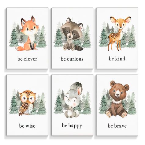 Motivational Quotes Cute, Stickers Amazon, Posters Motivational, Woodland Animal Wall Art, Forest Animal Nursery, Woodland Animal Nursery, Quotes Cute, Toddler Room Decor, Nursery Decor Wall Art