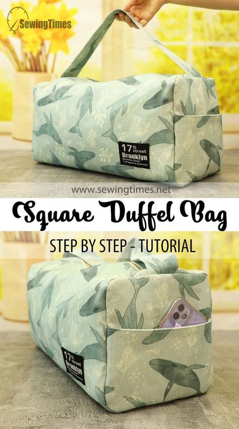 Travel Bag Diy Sewing Patterns, Free Duffle Bag Patterns To Sew, Diy Fabric Travel Accessories, Sewing Pattern Duffle Bag, Quilted Duffel Bag Pattern, Quilt Bag Patterns Free, Diy Weekend Bag Pattern Free, Fabric Travel Bag, Free Travel Bag Pattern