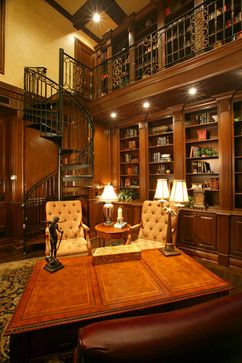 Mediterranean Home Office Photos Library Design, Pictures, Remodel, Decor and Ideas - page 10 Mediterranean Office, Old World Tuscan Design, Amazing Libraries, Luxury Office Interior, Old World Home, Mansion Ideas, Office Photos, Spanish Modern, Mediterranean Living