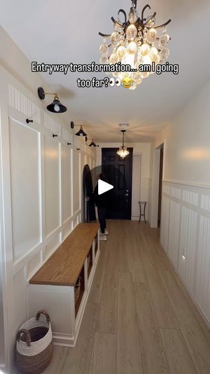 10K views · 1.1K reactions | Taking my entryway to the next level! From board and batten to a bold ceiling idea, I’m loving the process 😃 Stay tuned to see how all this pans out and let me know what you think? Am I going too far? Stop before the ceiling? Or continue on! 🤪

#diyprojects #boardandbatten #homeimprovement #diyinspiration | Julie Carmona | DIY Home & Design Entryway Transformation, Property Ideas, Wainscoting Panels, 10k Views, Board And Batten, The Ceiling, Wainscoting, Rental Property, Diy Inspiration