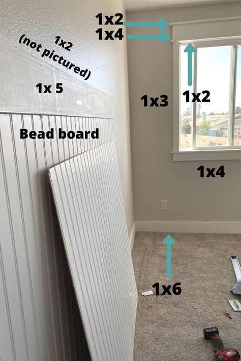 Board And Batten Wall With Beadboard, Bead Board Board And Batten, Country Panelling, Bead Board With Ledge, How To Beadboard Walls, How To Hide Seams In Beadboard, Bead Board And Shiplap Together, Painted Beadboard Walls Bedroom, Brown Beadboard Walls