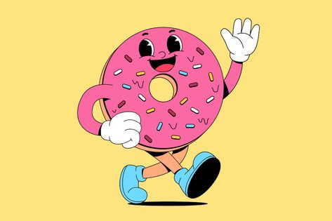 Cartoon walking donut vector, Illustrations ft. donut & cartoon - Envato Cartoon Donut Drawing, Donut Animation, Donut Illustration, Cartoon Donut, Donut Drawing, Donut Cartoon, Watermelon Vector, Donut Vector, Cake Vector