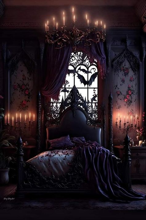 Gothic Bedroom Ideas, Dark Boho Living Room, Gothic Decor Bedroom, Gothic Interior, Gothic Bedroom, Fantasy Bedroom, Feminine Bedroom, Fantasy Rooms, Gothic Furniture