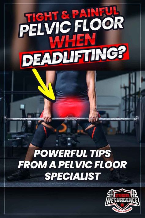 This pin shows an individual performing a barbell deadlift while experiencing pelvic floor pain. The text of the article describes how the issue can typically be resolved or corrected when the correct actions are taken. Pelvic Floor, Weight Lifting, Tights, Health