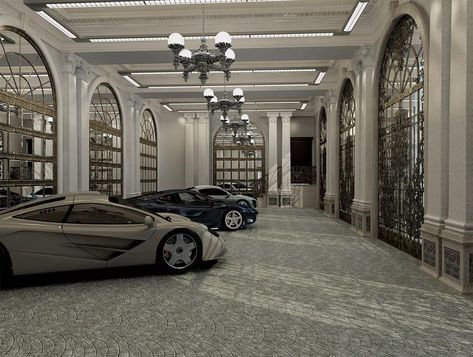 Interior design for the chateau in France | Portfolio of the architectural and design bureau ALTER EGO Project Group Luxury Office Interior, Garage Designs, Chateaux Interiors, Cha Ching, Luxury Houses Mansions, Luxury Garage, Dream Mansion, Garage Interior, Car Showroom