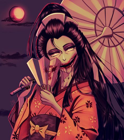 Japanese Demons, Kuchisake Onna, Japanese Urban Legends, Wedding Cards Images, Japanese Yokai, Japanese Legends, Japanese Horror, Japanese Folklore, Famous Monsters