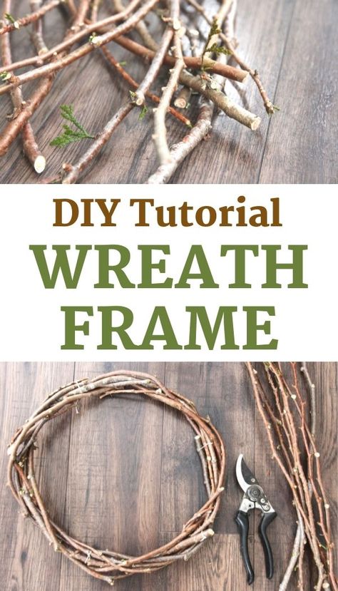 This step by step wreath tutorial will show you how to DIY the project via video! Branch Decoration Diy, Diy Stick Wreath Branches, How To Make A Wreath For Christmas, Crafts With Cedar Branches, Willow Wreath Base, Diy Wreath Base How To Make, Natural Wreath Base, Make A Wreath From Branches, Stick Decor Diy Branches