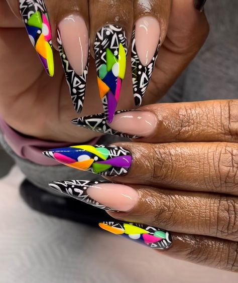 Ratchet Nails Designs, Aries Nails, Retro Nails, Punk Nails, Simple Gel Nails, Stiletto Nails Designs, Dope Nail Designs, Exotic Nails, Neon Nails