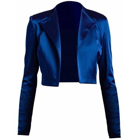 Philosofée - Satin Cropped Jacket Blue ($375) ❤ liked on Polyvore featuring outerwear, jackets, blue, blue short jacket, short cropped jacket, tailored jacket, satin jackets and collar jacket Blue Cropped Blazer Outfit, Blue Cropped Blazer, Cropped Blazer Outfit, Cropped Jacket Outfit, Blue Cropped Jacket, Jackets Cropped, Cropped Jackets, Tweed Shift Dress, Womens Tweed Jacket