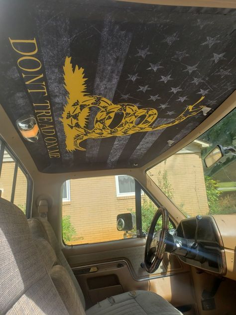 Custom Headliner Truck, Custom Car Headliner, Custom Headliner Ideas, Flag Headliner, Truck Headliner Ideas, Car Headliner Ideas, Truck Headliner, Headliner Ideas, Truck Interior Accessories