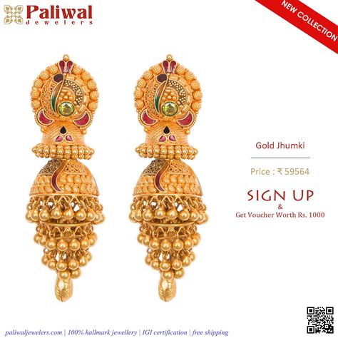 Jumki Gold, Indian Jewellery Gold, Small Earrings Gold, Gold Jewels Design, Antique Gold Jewelry Indian, Gold Earrings Wedding, Gold Jewelry Simple Necklace, Gold Mangalsutra Designs, Gold Necklace Indian Bridal Jewelry