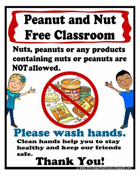 Peanut and Nut Free Classroom Poster. Free Printable Poster Peanut Allergy Sign, Classroom Posters Free, Tree Nut Allergy, School Nurse Office, Free Poster Printables, Food Allergies Awareness, Daycare School, Peanut Allergy, Classroom Signs