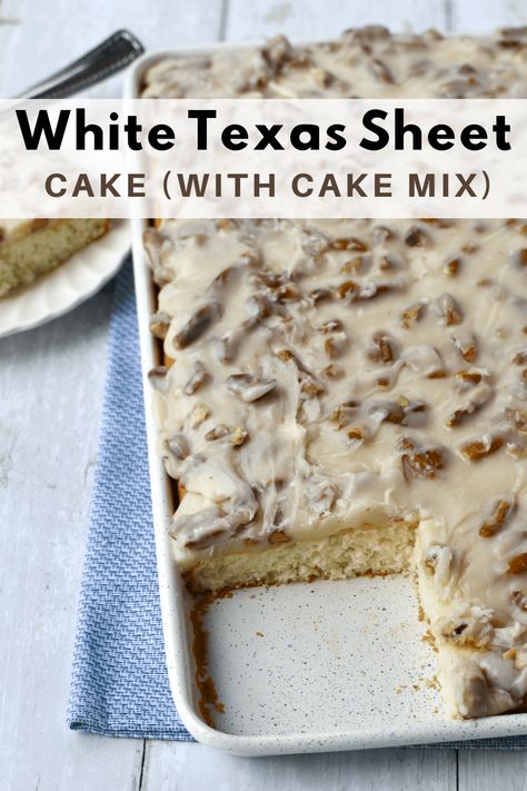 White Texas Sheet Cake Recipe, Poland Recipes, White Sheet Cakes, White Texas Sheet Cake, Norway Food, Texas Sheet Cake Recipe, Homemade Sour Cream, Sheet Cake Recipe, Cake Mix Desserts