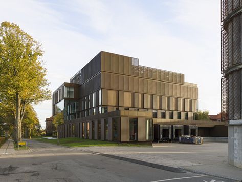 Laboratory and Logistics Building,© Hampus Berndtson Laboratory Exterior, Laboratory Architecture, Minecraft Lab, Facade Skin, Lab Building, Laboratory Idea, Laboratory Building, Commercial Steel Buildings, Laboratory Design