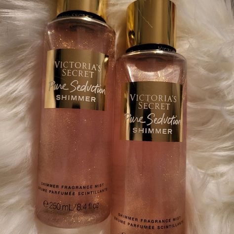 Vs Pure Seduction Shimmer This Listing Is For Two Bottles. Feel Free To Make An Offer. Perfume With Glitter, Victoria Secret Perfume Shimmer, Victoria’s Secret Perfume, Sent Combos, Shimmer Perfume, Vs Pure Seduction, Glitter Perfume, Vs Perfume, Victoria's Secret Pure Seduction