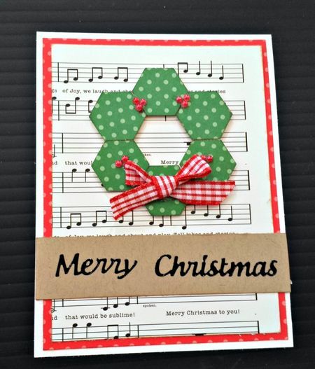 Hexagon Christmas Cards, Hexagon Wreath, Using Paper Scraps, Epp Projects, Hexagon Cards, Christmas Papers, Bah Humbug, Paper Scraps, Stampin Up Christmas