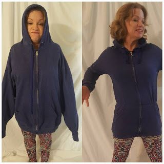 Refashion Co-op: A Flattering Hoodie Sweatshirt Refashion, Hoodie Diy, Hoodie Refashion, Upcycle Sweatshirt, Repurposed Clothing, Mens Hoodie, Clothes Sewing Patterns, How To Make Clothes, Refashion Clothes