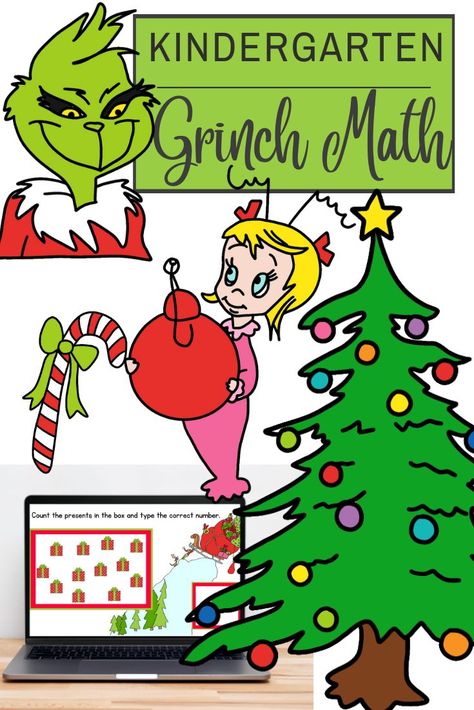 Grinch Math, Math Activities For Kindergarten, Grinch Day, Kindergarten Christmas, Christmas Kindergarten, Kindergarten Math Activities, Math Counting, Activities For Kindergarten, The Unicorn