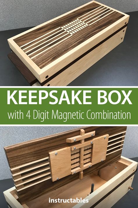 Woodworking Box Plans, Wood Keepsake Box Ideas, Keepsake Boxes Wooden, Puzzle Box Plans, Wood Box Diy, Secret Furniture, Secret Lock Box, Wooden Box Plans, Puzzle Organization