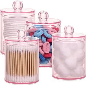 Bathroom Drawer Organization, Bathroom Jars, Bathroom Containers, Bathroom Canisters, Bathroom Drawers, Can Storage, Q Tip, Pink Bathroom, Cotton Swab