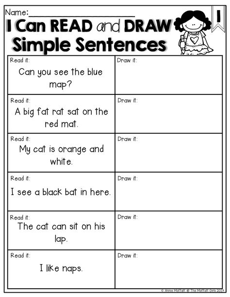 READ the simple sentence and DRAW a picture to match!  Great way to check for comprehension! Dibels Practice, Cvc Sentences, Beginner Reading, Simple Sentence, Sight Word Sentences, Kids Movie, Cvc Word Families, Sight Word Worksheets, Sight Words Kindergarten