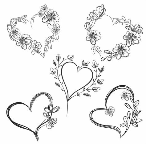 Half Heart Half Flower Tattoo, Heart With Flowers Tattoo Simple, Flowers In Shape Of Heart Tattoo, Flowers And Hearts Drawings, Line Art Heart Flower, Holy Tattoos, Relationship Drawings, Flowers Cute, Instagram Graphics